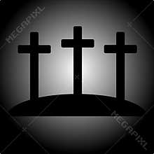 Simple calvary icon with three crosses