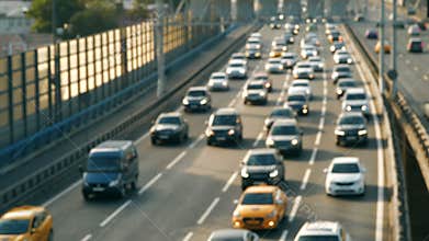 Movement of cars with lights on