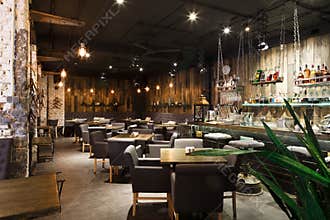 Interior of cozy restaurant, loft style