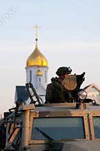 Soldiers in front of the chapel