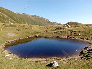 Landscape with a glacial lake in the Carpathian mountains
