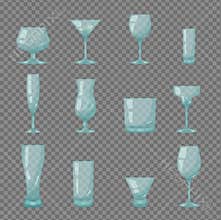 Clear transparent bar glasses