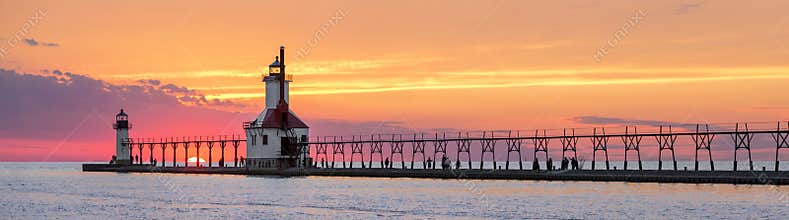 St. Joseph Lighthouses Sunset Panorama