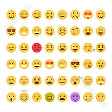 Yellow Cartoon Face Set Emoji People Different Emotion Icon Collection