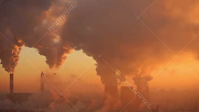 Polluting Factory at Dawn