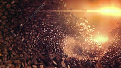 Coffee beans falling wave