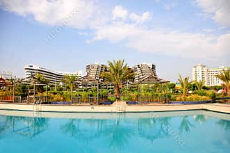 View to Limak Lara Deluxe Hotel from the pools side