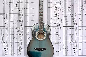 Guitar and music notes
