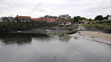 Craster harbour Northumberland coast north east uk south of Dunstanburgh castle