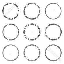 Rope frame. Set of round vector frames from nautical rope. Round marine rope for decoration