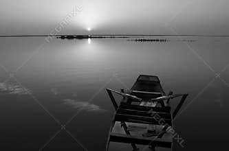 Black-and-white landscape