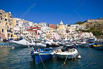 Italian sea coast, procida, naples