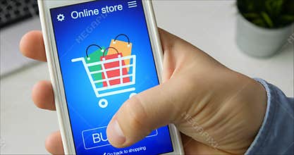 Buying goods in online store using smartphone application