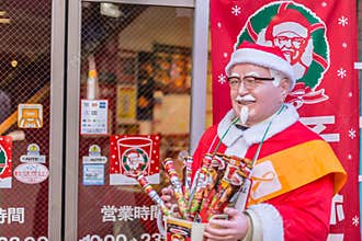 Kentucky Fried Chicken or KFC in Japan decoration in Santa cause in Winter christmas season promotion.