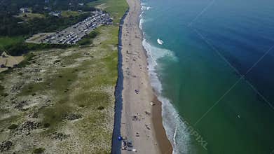 Aerial of Atlantic Ocean and Beach on Cape Cod, MA