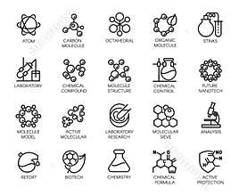 Molecular chemistry, physics and medicine concept icons