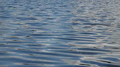 Close up of the calm blue water of a lake.