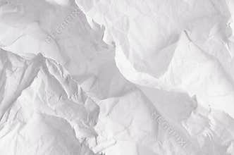 Crumpled relievo soft white paper texture.