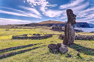 Moai in Ahu Tongariki Easter Island Chile