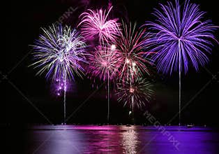 Fourth of July Fireworks over Lake