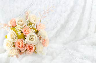 Pastel artificial Pink Rose flowers Wedding Bridal Bouquet