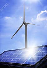 Solar panel and windmill