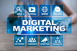DIgital marketing technology concept. Internet. Online. SEO. SMM. Advertising.
