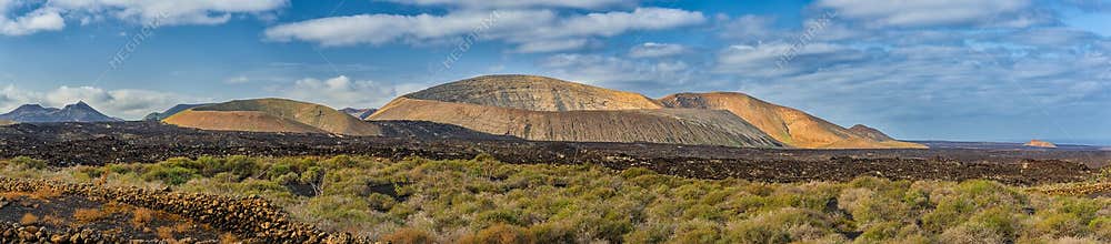 Volcano crater panorama, Lanzarote