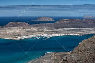 Island of volcanoes, aerial view, Lanzarote