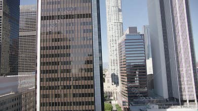 High rise glass office building downtown Los Angeles. 4K