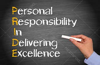 PRIDE - business performance concept chalkboard