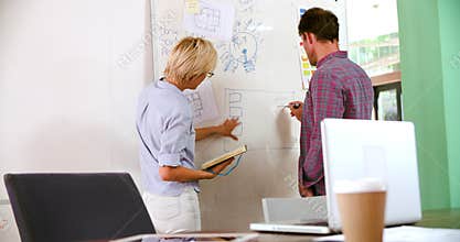 Two Businesspeople Having Brainstorming Meeting In Office