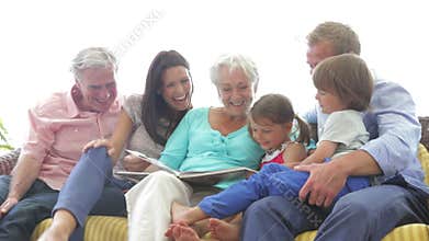 Multi Generation Family Reading Book Together