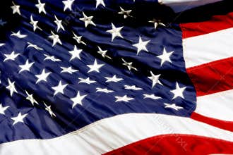 American Flag in Breeze (Bold Color)