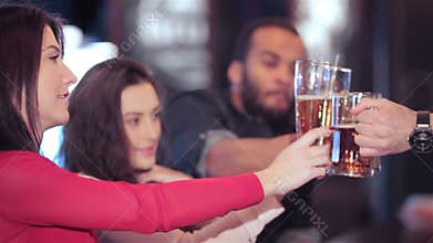 The good company of friends toasting