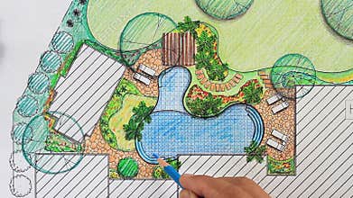 Landscape architect design backyard plan for villa
