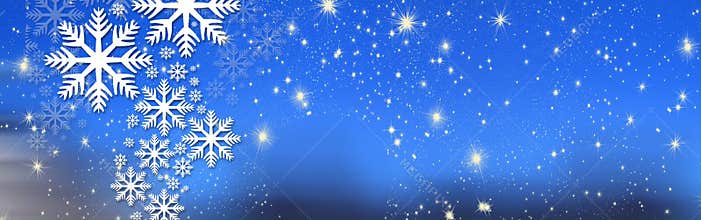 Christmas wishes, bow with stars and snow, background