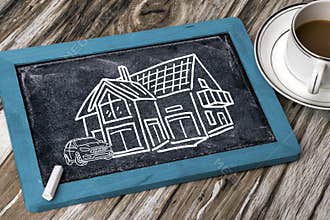 House hand drawn on blackboard