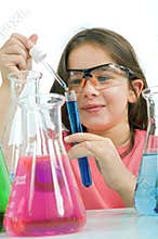 Girl in science class