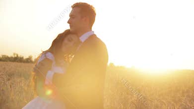 Beautiful young couple bride and groom in a