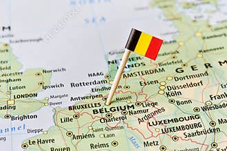 Belgium flag on map