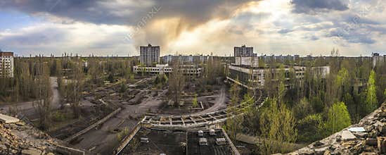 Chernobyl - Wide angle view of Pripyat