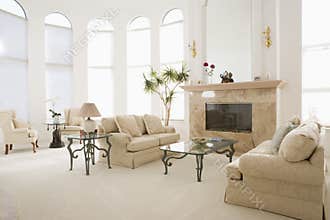 Empty living room in luxurious home