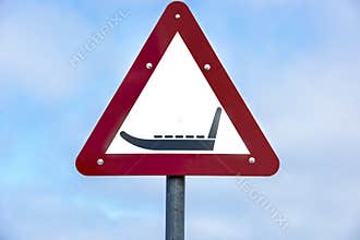 Attention sled sign, traffic sign in Greenland