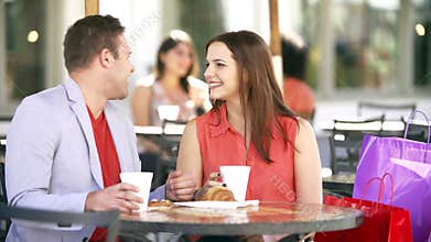 Couple Enjoying Snack In Cafï¿½