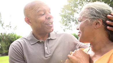 Slow Motion Sequence Of Loving Senior Couple Outdoors