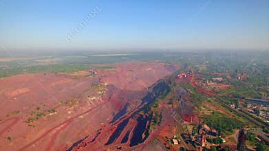 Aerial view of open iron mine