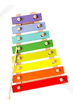 Wooden toy xylophone isolated on white.