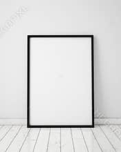Mock up poster frame with loft interior background,