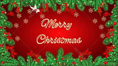 Merry Christmas frame of the branches of spruce and pine cones video